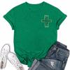 St. Patrick's Adult  Green Crew-neck Short-sleeved Printed Green Three-leaf T-shirt