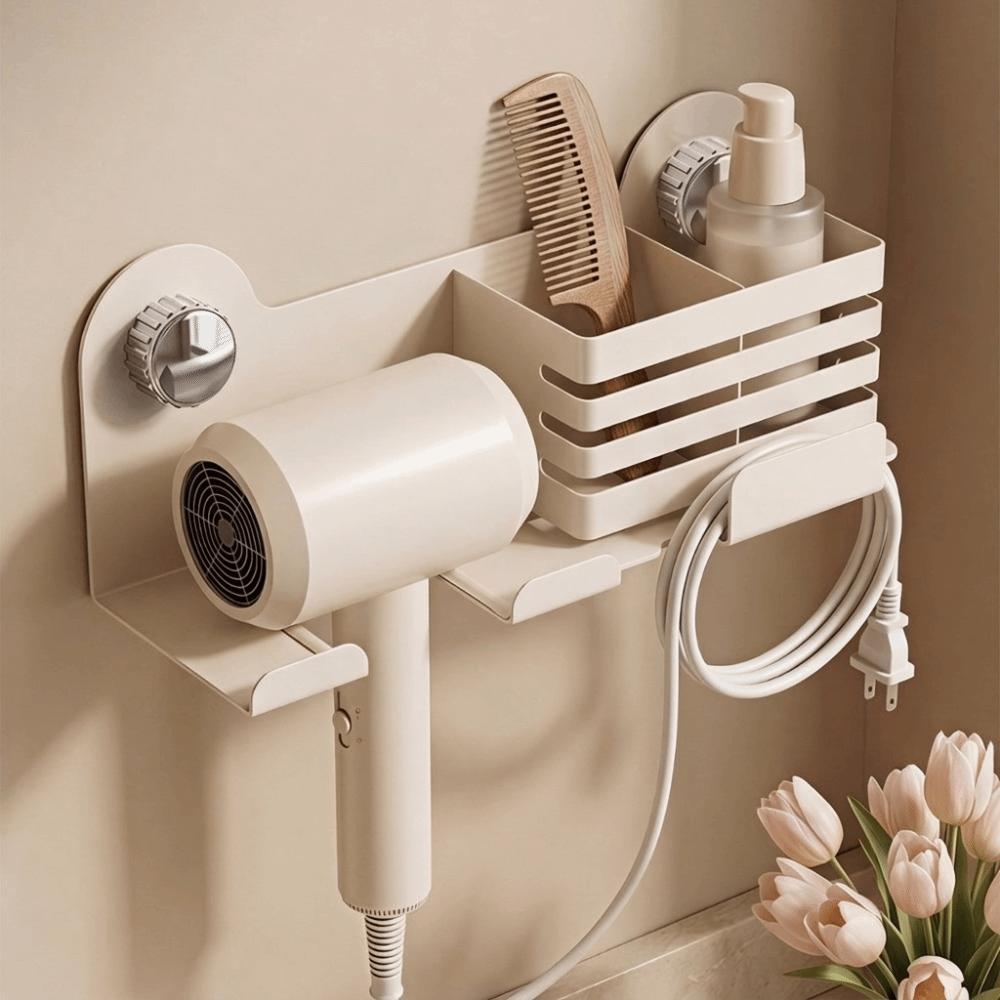 Space Saving Hair Dryer Storage Rack No-Drill Blow Dryer Hanger Hair Styling Area
