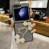 Роскошный сияющий бриллиантовый чехол Camellia для Samsung Galaxy Z Flip 4 5, матовый жесткий противоударный бампер, чехлы для Z Flip3 Flip5 5G