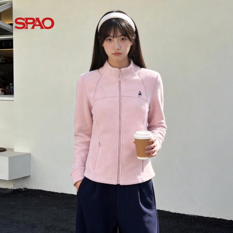 Женская флисовая куртка SPAO в корейском стиле с вышивкой в виде мишки и воротником-стойкой