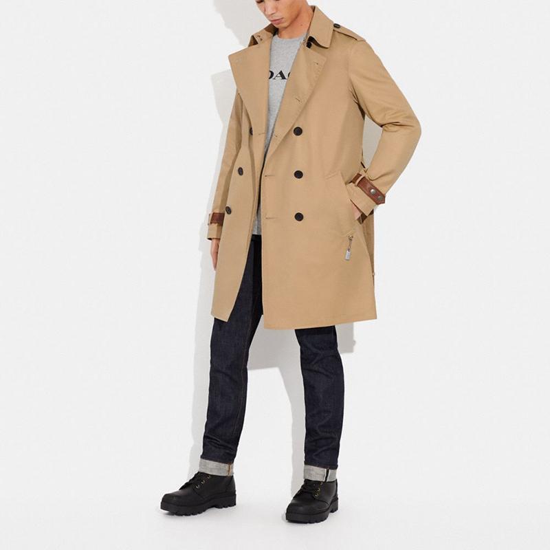 COACH Trench Coats Men's Lapel Moderate CF804-BLK