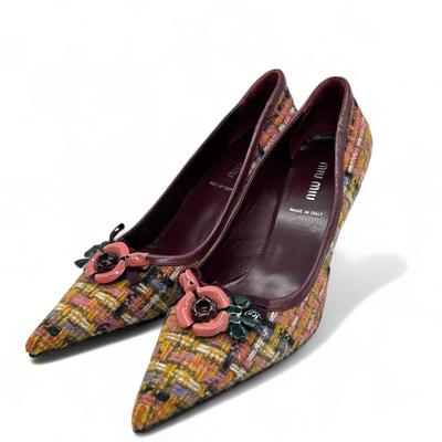 Поношенные туфли-лодочки туфли-лодочки многоцветный/бордовый хлопок/кожа Женщины