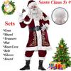 New Red Deluxe Velvet Fancy Dress Up Party Man Stage Costume Xmas Santa Claus Suit Adult Oversize Christmas Cosplay Costume