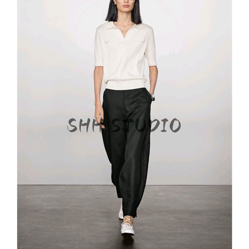 MD Summer New Arrival Women's Clothing Old Money Style Cotton Polo Shirt Collar Stripes Knitwear 5782800 5781800