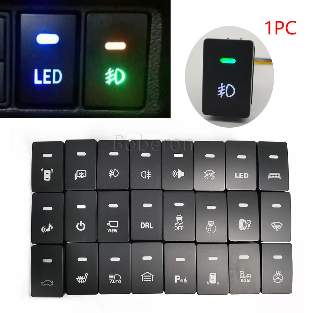 1PC Car LED DRL Front Rear Fog Lamp Radar Music Power Button Switch with Wire For Honda Civic CRV 2017 - 2021 Accessories Pushbutton Switches 3