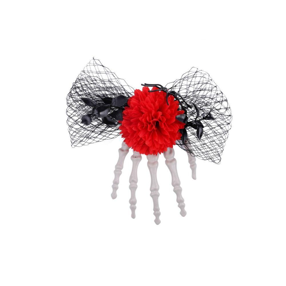 Cloth Ghost Claw Hair Clip Cosplay Supply Halloween Headwear Skeleton Hand Rose Hairpin Children