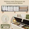 Bed Bench with Storage, 145 x 38 cm, Upholstered Bench with Hydraulic Storage, Storage Box, Bedroom, Living Room and Hallway, Beige Corduroy Look.
