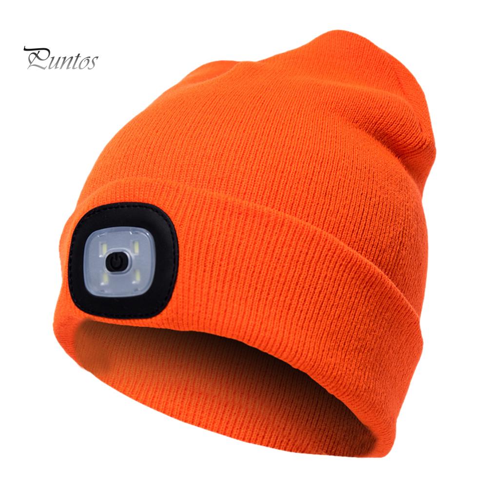 Puntos sport Унисекс Открытый воздух Велоспорт Туризм Светодиодная вязаная шапка Зимняя эластичная шапка-бини