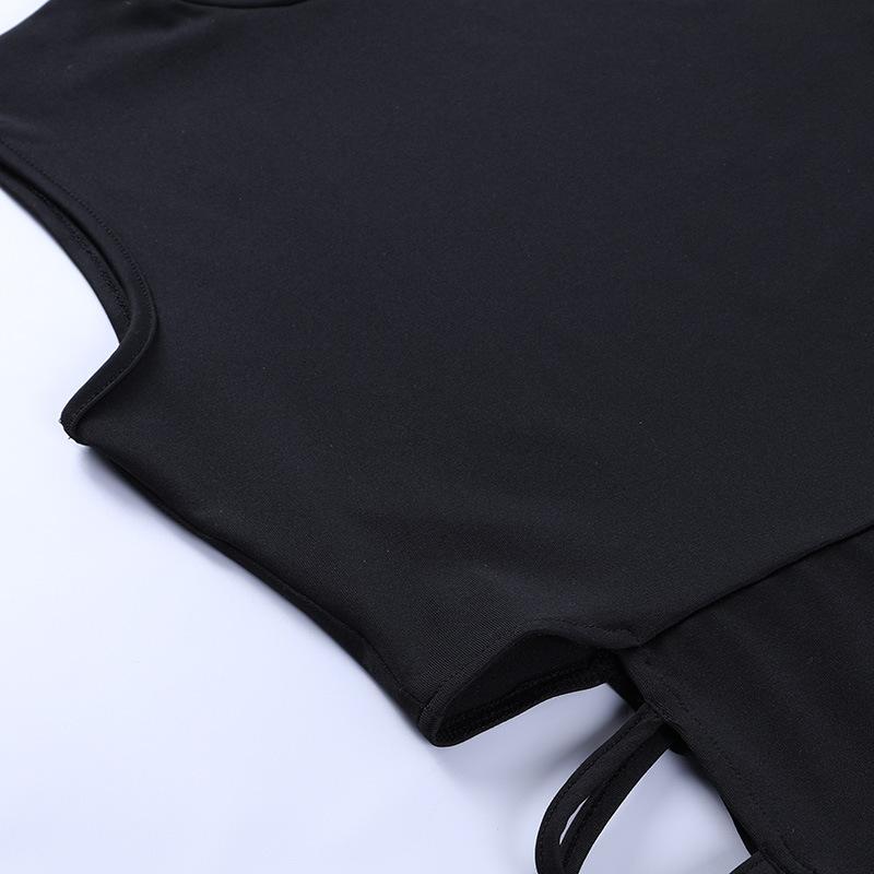 Женское летнее сексуальное кружевное платье без рукавов с высоким разрезом