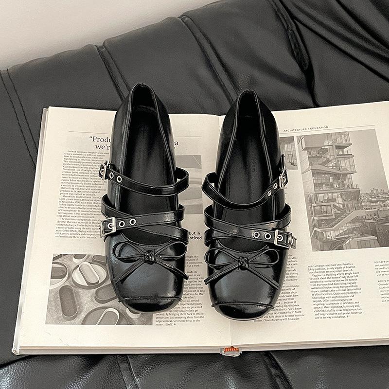 French retro design square head ballet Mary Jane shoes women's 2025 summer new small leather shoes with skirt