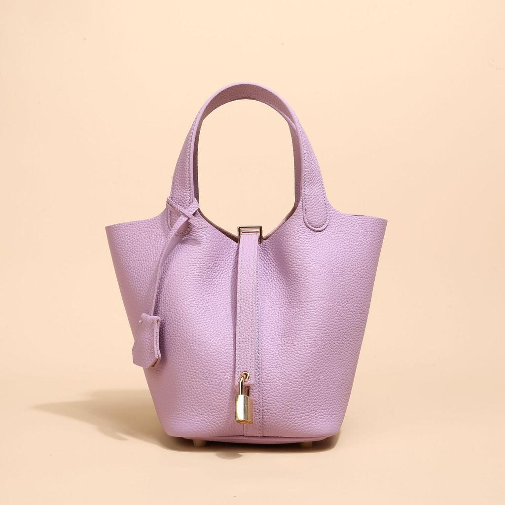 2024 Женская сумка-ведро из натуральной кожи с узором личи - Осенне-зимняя сумка-корзина для овощей