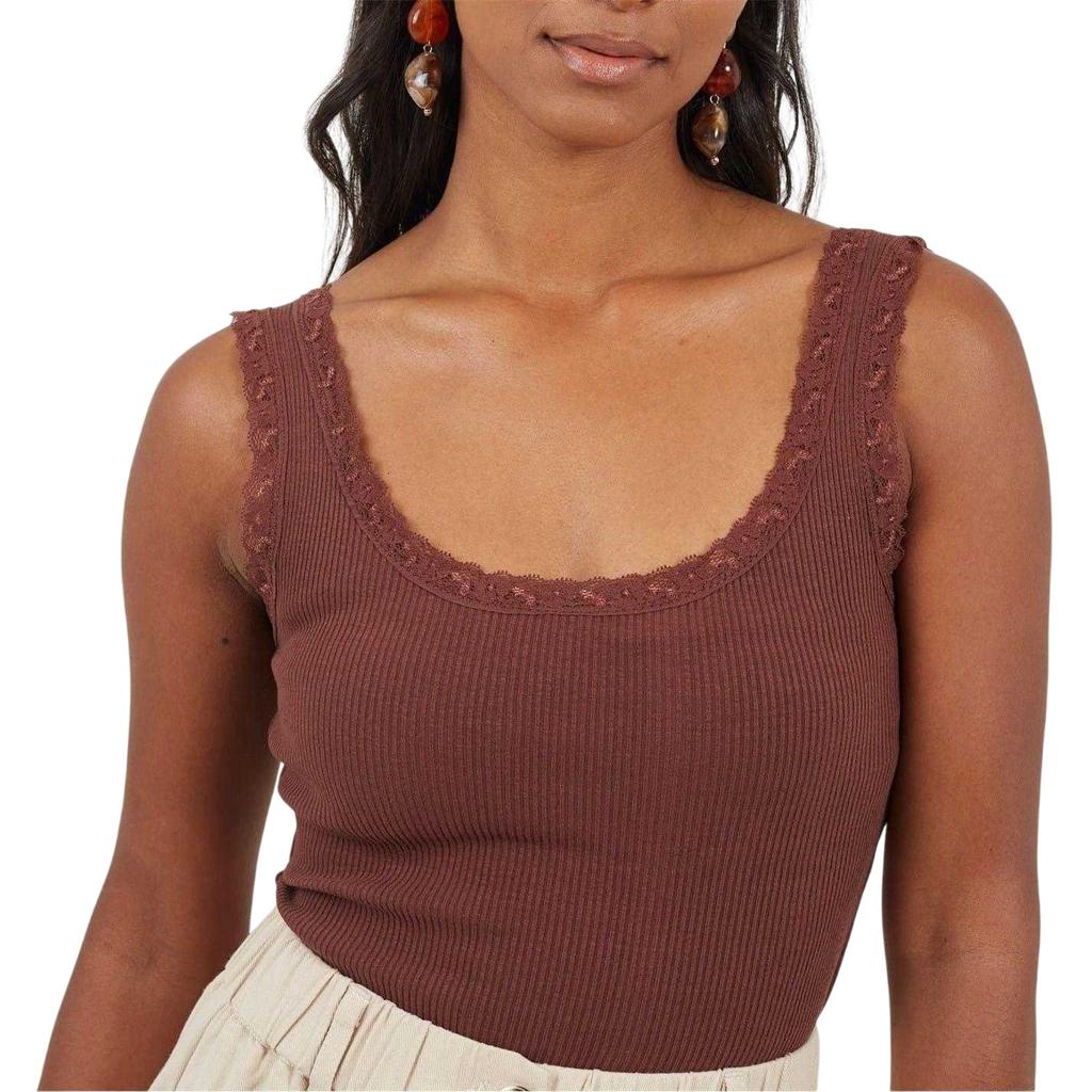 Brave Soul Womens/Ladies Lace Trim Ribbed Bodysuit