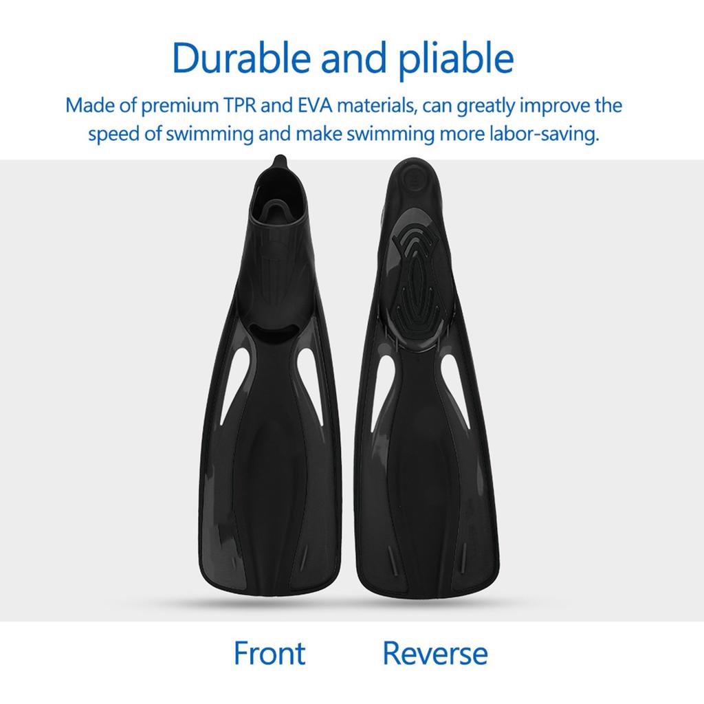 WHALE 1 пара Взрослые Водные виды спорта Сноркелинг Дайвинг Резиновые Ласты для плавания Черные (ML)