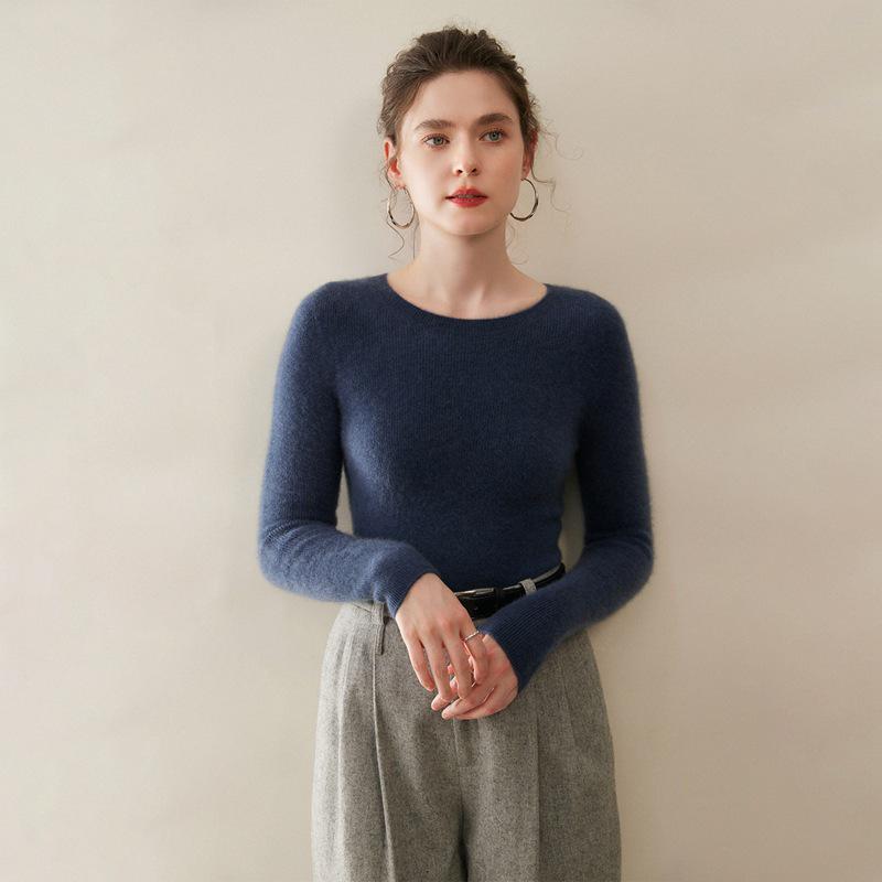 Autumn & Winter Women's 100% Cashmere Round Neck Loose Knit Pullover Sweater