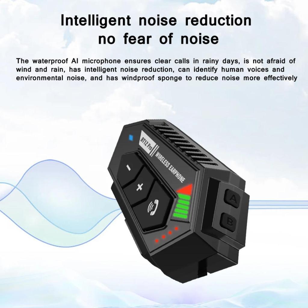 Гарнитура Bluetooth для шлема BT12 Pro, аккумулятор 2000 мАч, водонепроницаемая, звонки без помощи рук, беспроводная музыка