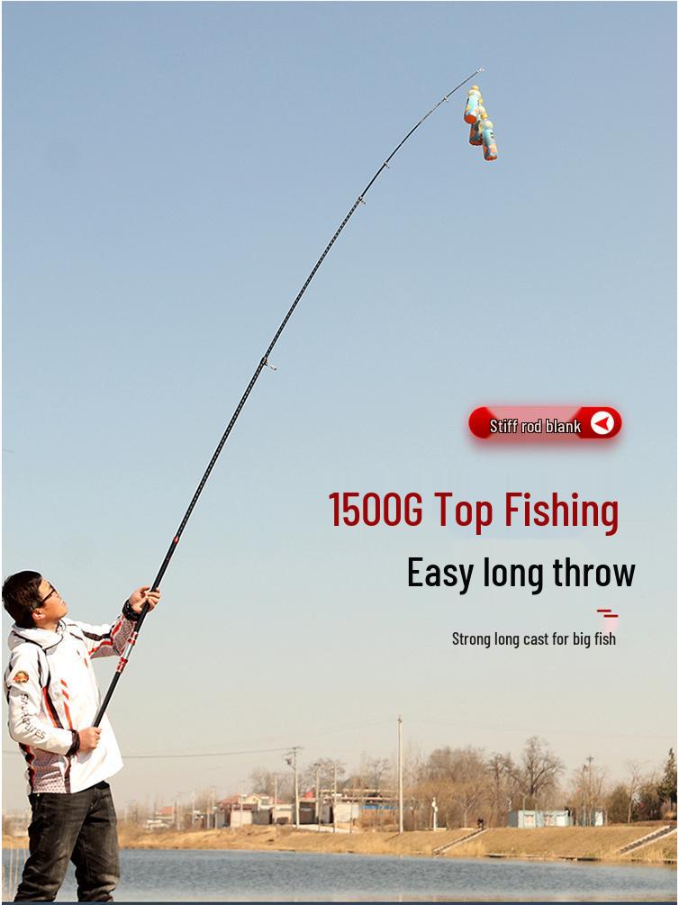 Multi-Section Carbon Casting Rod for Big Fish with Large Guide Rings