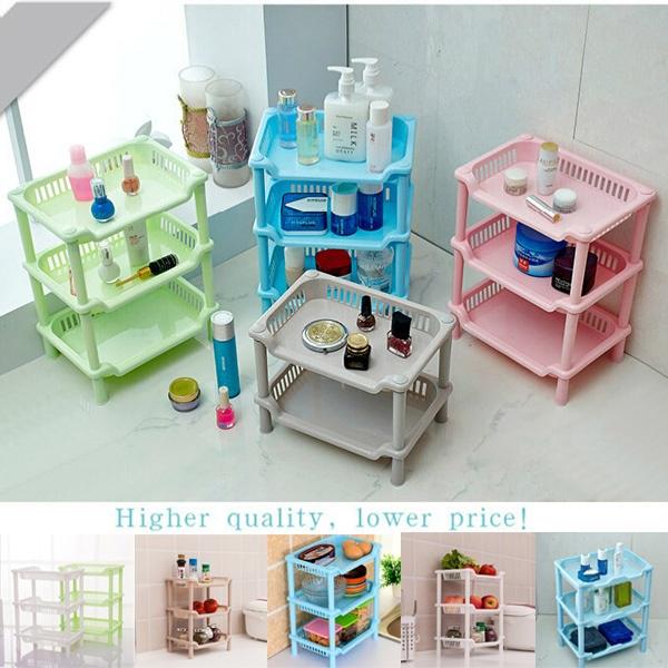 Nordic Style 3 Layers Corner Shelf Organizer Cabinet Bathroom Kitchen Sundries Plastic Storage Rack