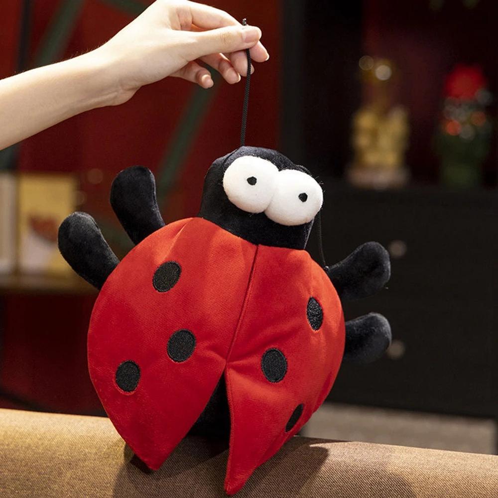 25cmCute Big Eyes Seven Stars Ladybug Plush Toy Doll Small Bee Doll Insect Living Room TV Cabinet Decoration Soft Stuffed Gifts