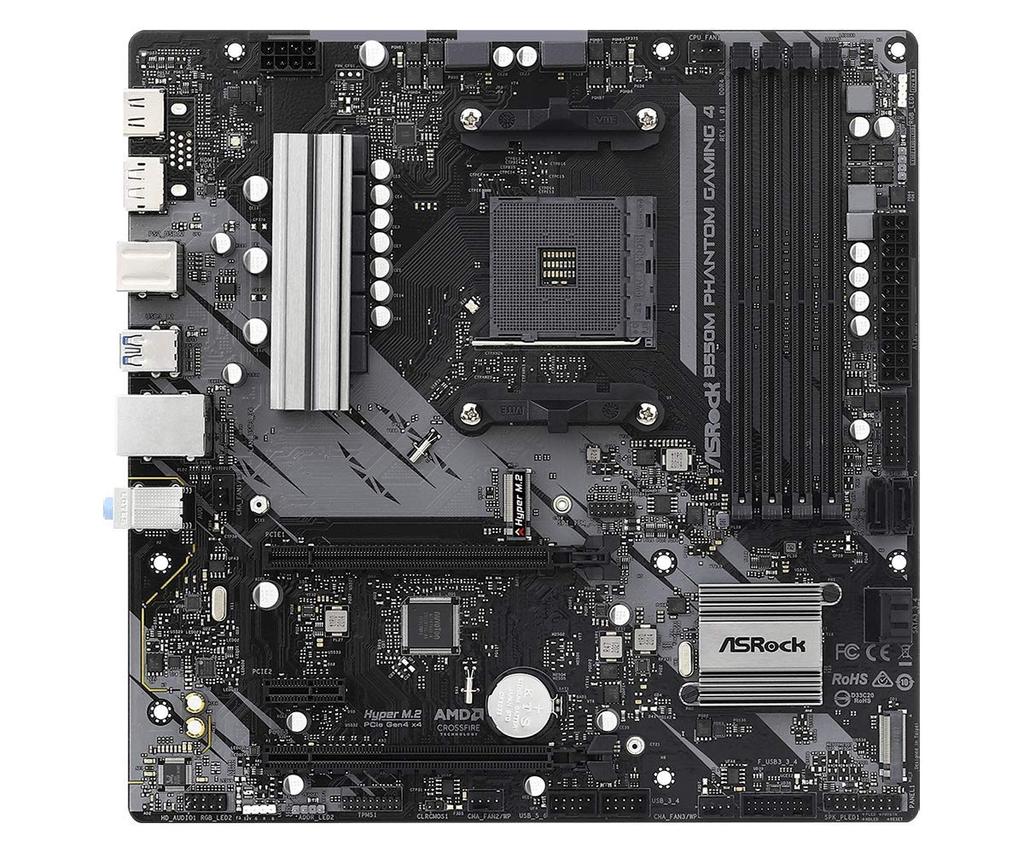 Asrock Материнская плата MicroATX с чипсетом B550, совместимая с серией AMD Ryzen5000, авторизованный дистрибьютор B550M Phantom Gaming 4 (Сокет AM4) [Одомашненный