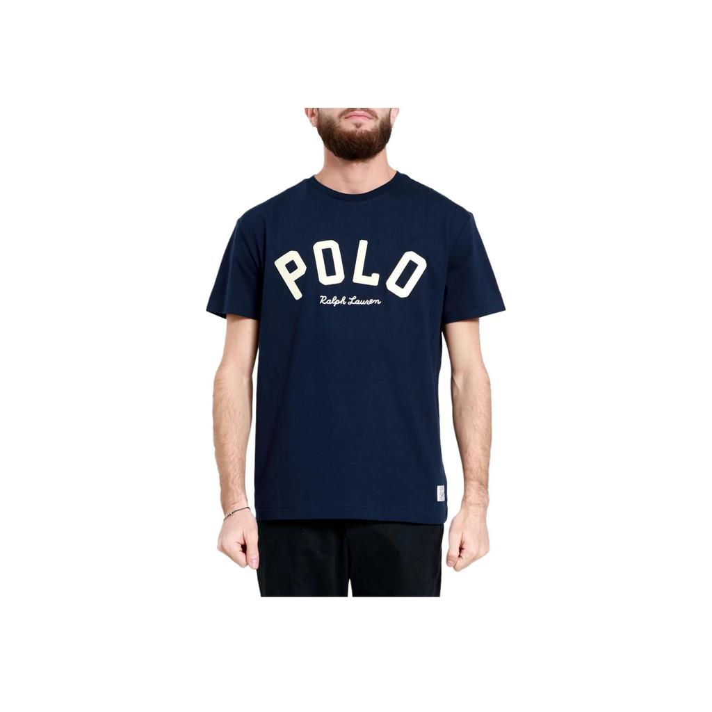 Polo Ralph Lauren Letter Print Round Neck Свободный крой с коротким рукавом Футболка Мужская Топы Синий 710952043-001
