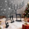 Christmas Reindeer Statue Minimalist Artistic Deer Figurine Metal Animal Sculpture Home Office Desktop Decoration Ornament