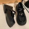 Wome's Shoes Low Heels Women Pumps Fashion Platform Shoe Solid Colors Mary Jane Shoes British Style Leather Shoes Zapatos Mujer
