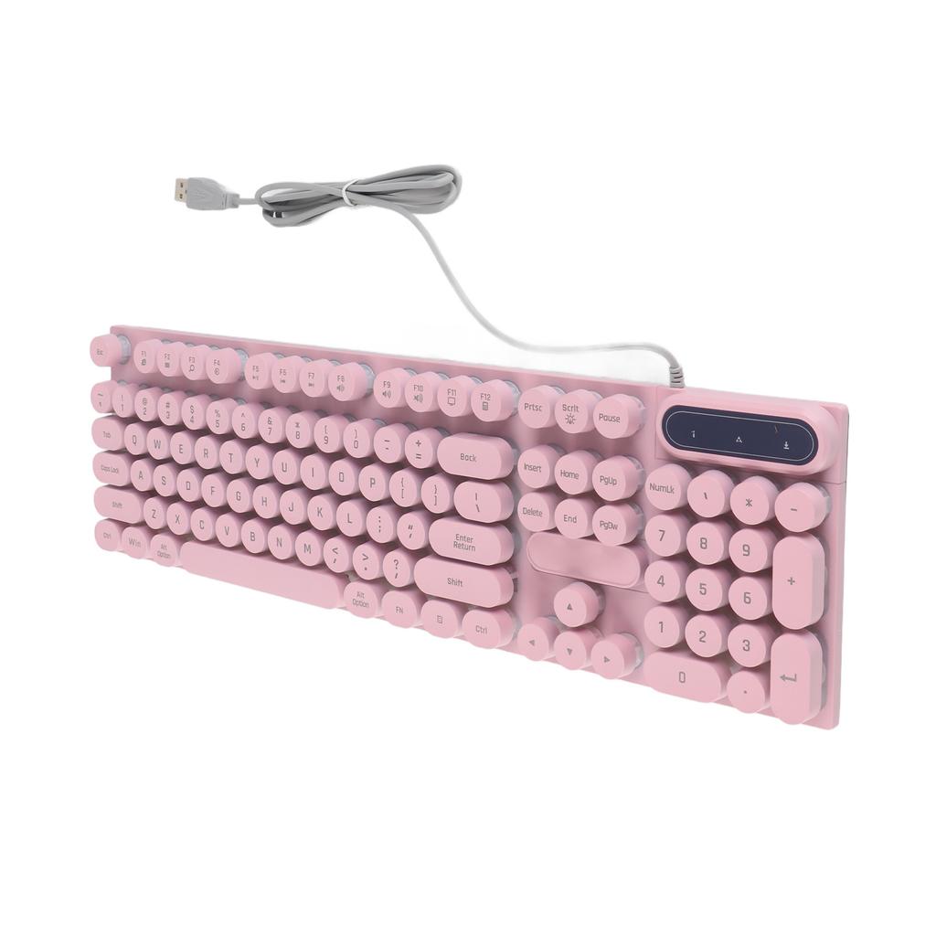 Игровая клавиатура USB Круглые 104 клавиши С подсветкой Эргономичная Складные ножки Мультимедийные клавиши Проводная клавиатура для настольного компьютера Ноутбука