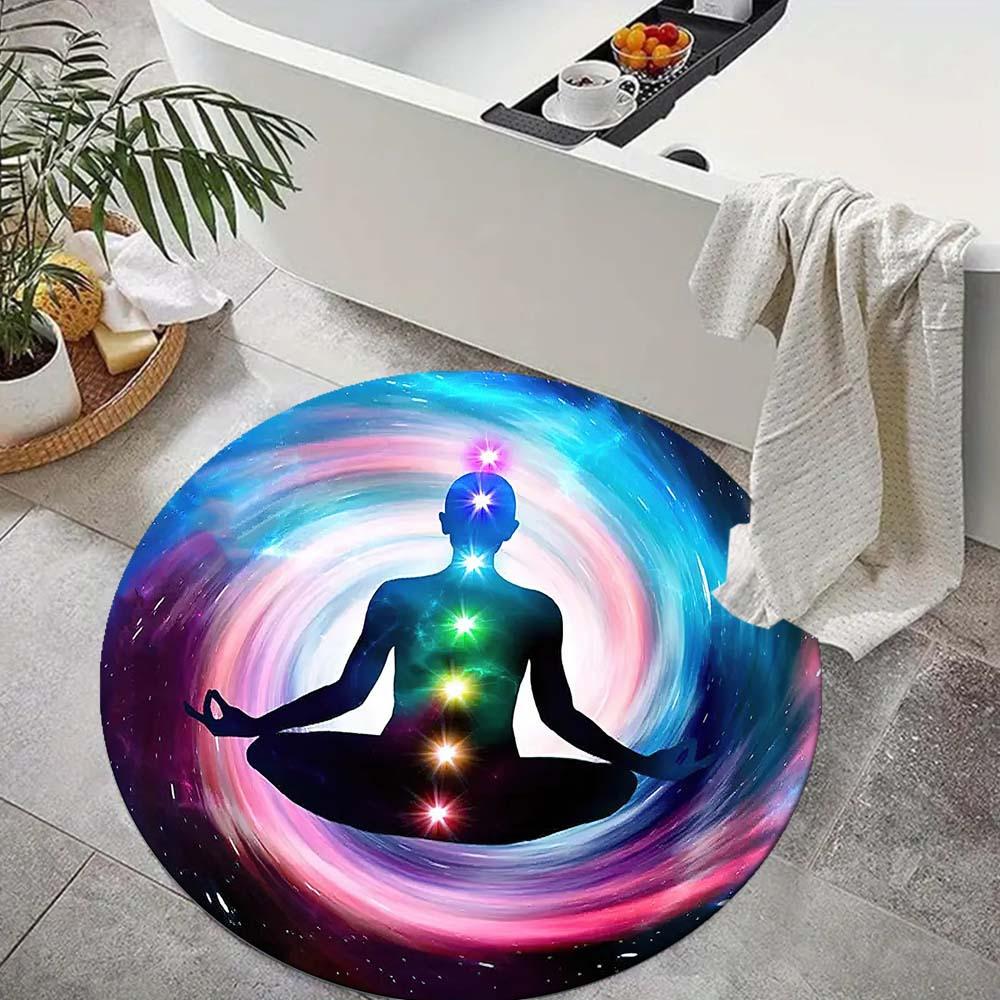 1 Piece Chakra Outdoor Round Carpet Floor Mat Doorway Decorative Carpet Outdoor Patio Camping Carpet Living Room Bathroom Bedroom Decorative Floor Mat