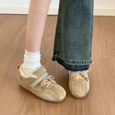 Женские флисовые новые зимние пушистые теплые хлопковые туфли на толстой подошве с увеличением роста, повседневные туфли