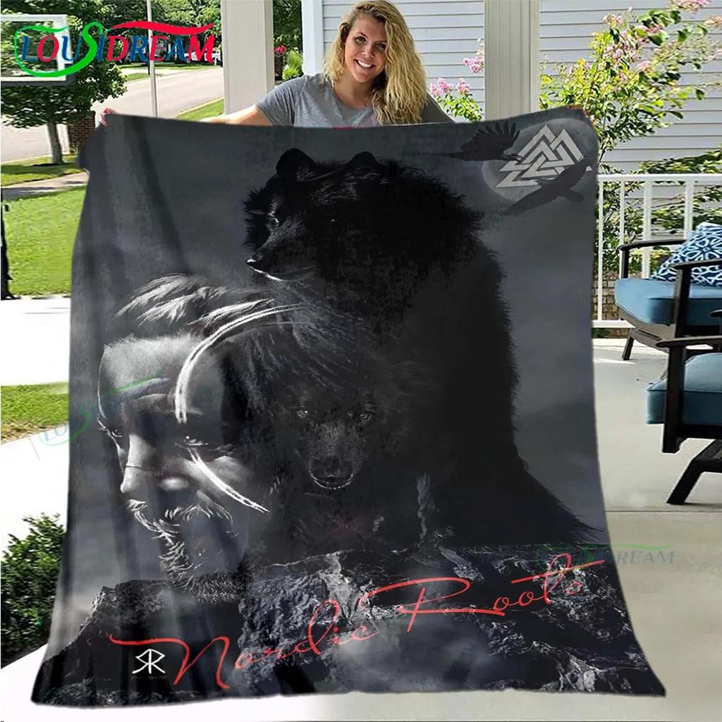 Nordic Viking Mythology Soft Blanket Sports Living Room Bedroom Sofa Bed Blanket Birthday Gift Travel Office Lunch Break Blanket