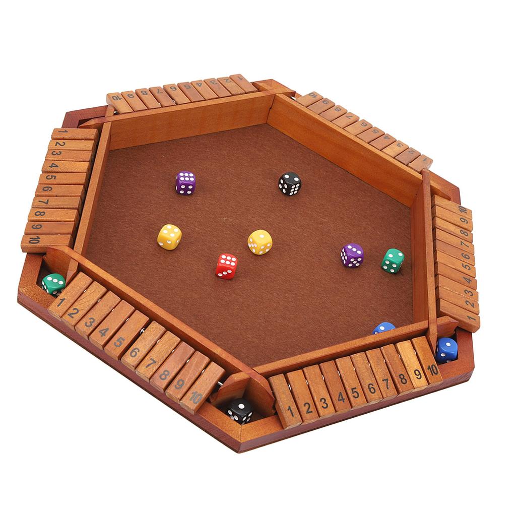 Wooden Board Game Math Box Dice Game Players Shut Family Table Board Dice Game for 1?6 Players