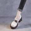2024 Новый стиль Универсальные однотонные туфли на каблуках Толстая подошва Металлические украшения Удобная женская обувь Круглый носок