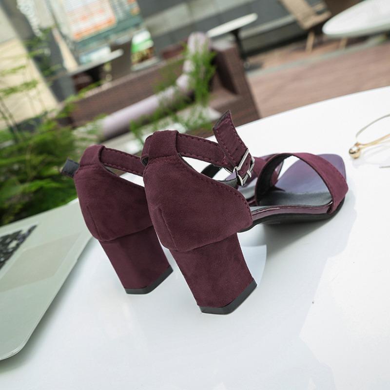Women's Summer Fashion Sandals Medium High Heel Outdoor Sandalias Elegant Wedding Shoes Bridal Buckle Strap
