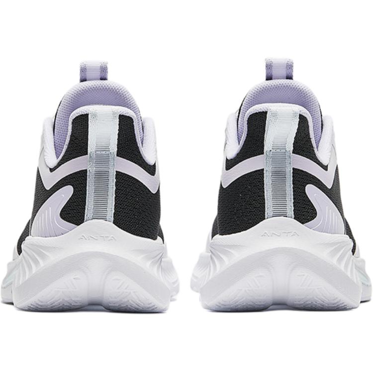 Anta Kids Mesh Comfortable Lightweight Shock Absorbing Low Top Running Shoes Kids Running Shoes Black White Purple A22435531-5