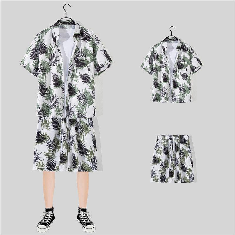 Комплект из рубашки и шорт в гавайском стиле Хип-Хоп - Весенне-летний стиль