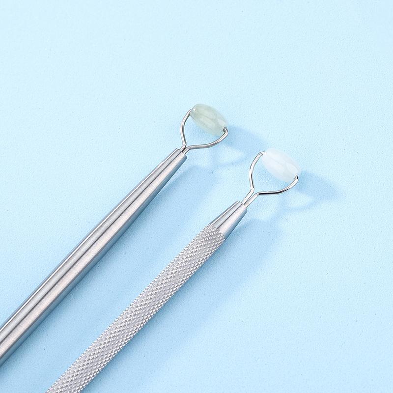 Натуральный нефритовый ролик для глаз против морщин Гуаша Двусторонний скребок для кожи лица Укрепляющий камень для лица Антивозрастной массажер для отеков под глазами