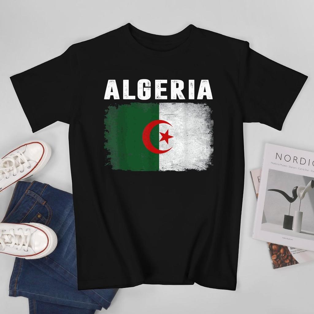 More Design Algeria Flag Algerian Unisex Tshirt Tees Tshirt Oneck T Shirts Unisex Boys Clothing 100 Cotton