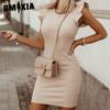 Spring Summer Set Temperament Commuter Solid Color Slim Bat Sleeve Mid-waist Women's Dress
