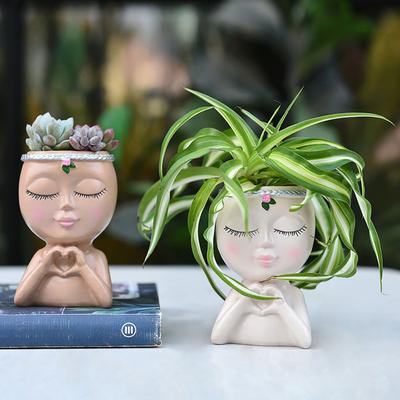 Цветочный горшок в виде лица в стиле Love Girl Head Plant Pot Small Lady Face Planter для суккулентных комнатных и уличных растений, центральный элемент рабочего стола для домашней жизни