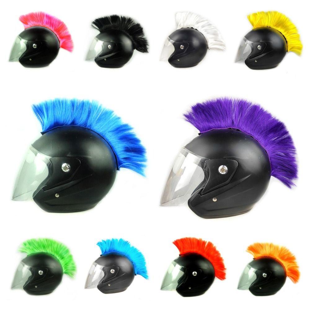 Punk Mohawk Helmet Wig Sticker Paste Helmet Decoration Hair DIY Cockscomb Helmet Wig Motocross