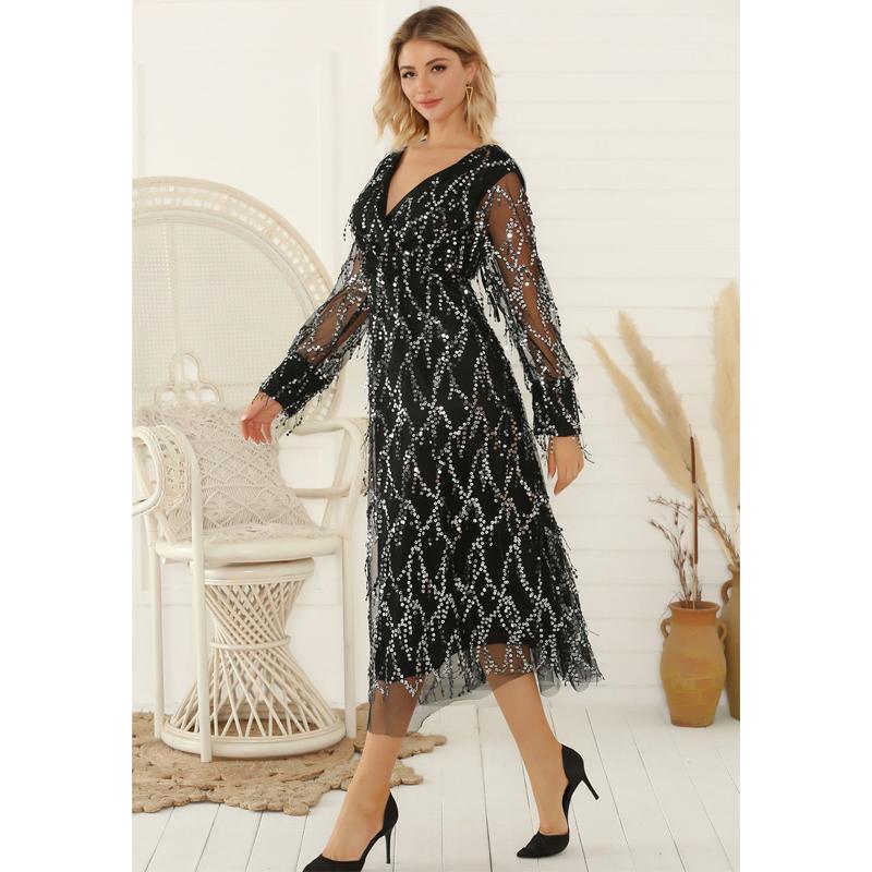 Elegant Bodycon Women's Dress for Women 2022 Summer Long Sleeve Maxi Party Bling Dresses Woman Robe Femme Ladies Vestidos Mujer