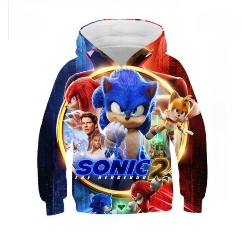 Осенние 3D толстовки с принтом Соника Ежа, модные повседневные спортивные с длинным рукавом, детские толстовки с капюшоном для мальчиков