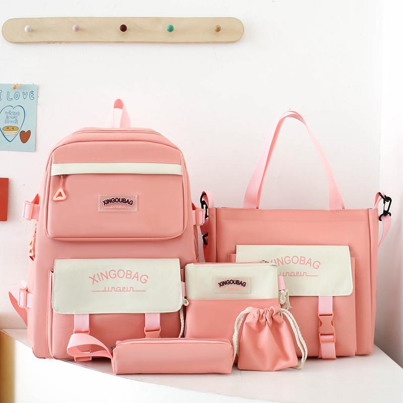 Студенческий школьный рюкзак с буквенным блоком, цветной женский рюкзак большой емкости, набор