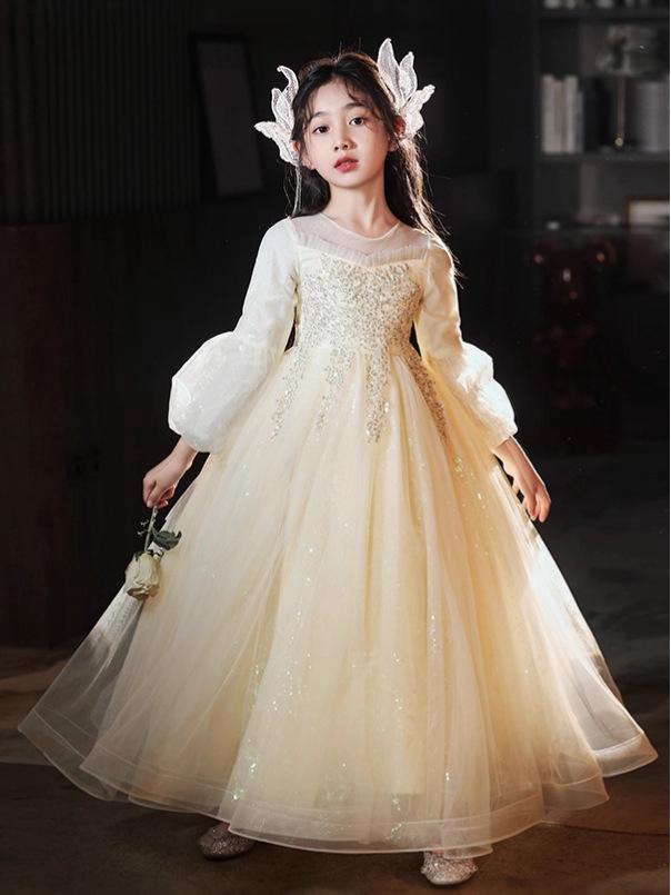 Роскошное платье для девочки-цветочницы - Принцессино платье на день рождения и свадебное платье для выступлений на фортепиано