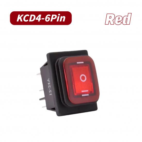 KCD4 Waterproof Sealed Rocker Switch 6Pins Heavy Duty DPDT Momentary 16A 250VAC 12V 220V with Lamp Rocker Switch Power Button