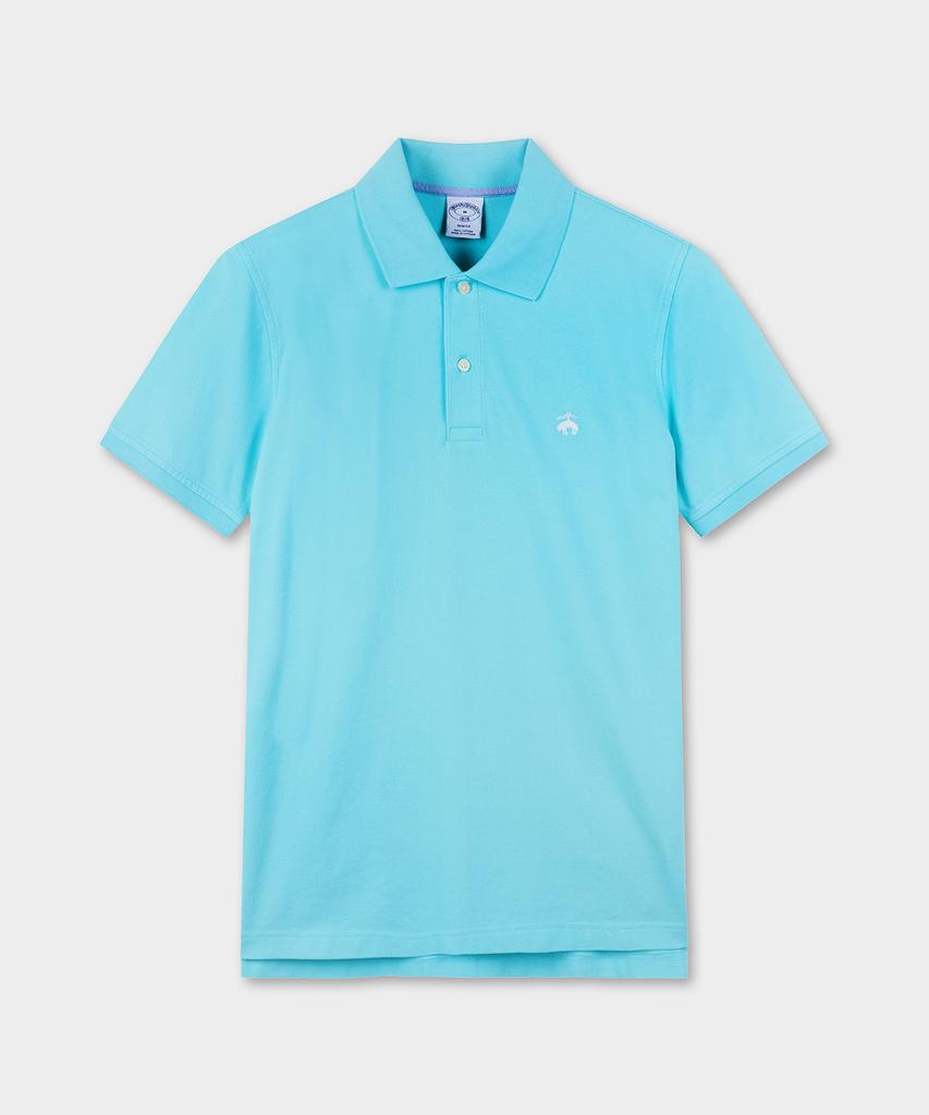 BROOKS BROTHERS Cotton Pique Solid Short Sleeve Polo (Blue) (Bbntmf9578Mfm)