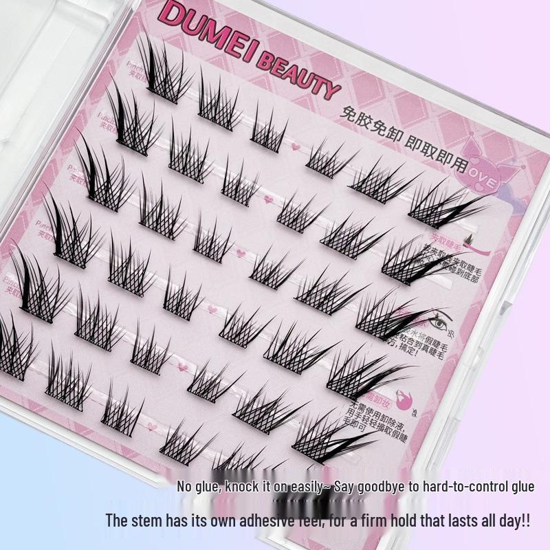 Бесклеевые накладные ресницы «лисий глаз» - Густые, Натуральные, Сегментированные Комичные Ресницы для Начинающих