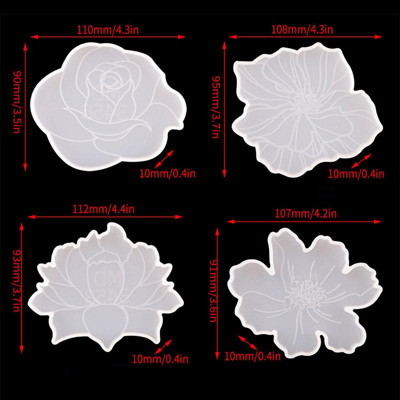 4 шт. силиконовые подставки для цветов из смолы, подставка для чашек, коврик для эпоксидной смолы, сделай сам