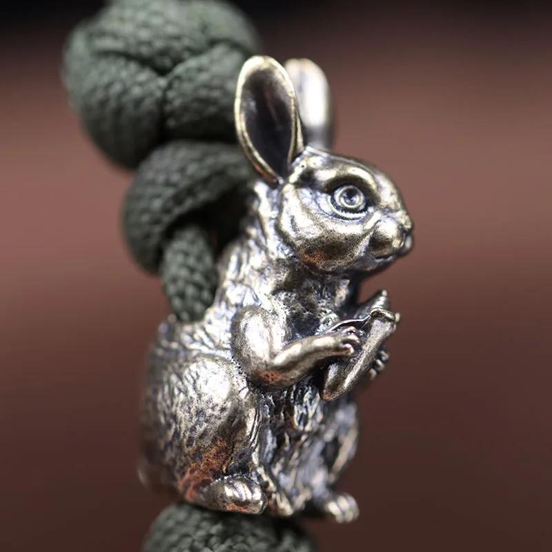 Милый кролик латунный нож бусины EDC на открытом воздухе DIY паракорд плетеный шнур брелок кулон мужские браслеты амулеты ювелирные изделия подвески аксессуары