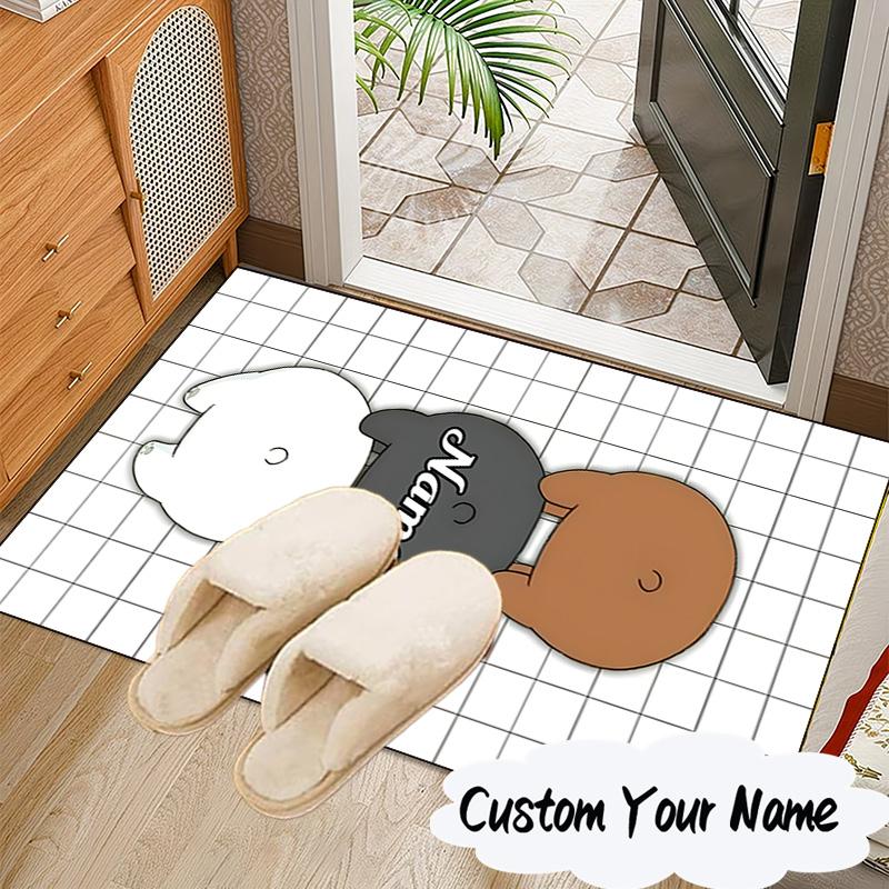 Custom Name Friends Forest Brown Bear Carpet, Chair Rug,Area Rug for Office Bedroom living rooms bedroom, Doormat decor Christmas fan gifts